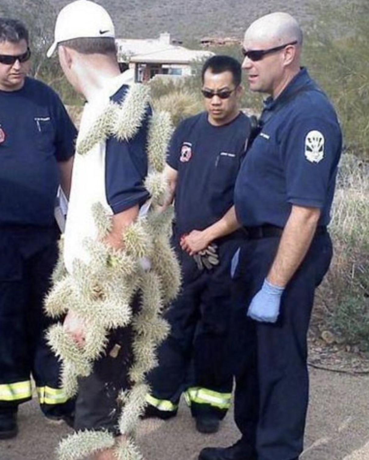 golfer jumping cholla